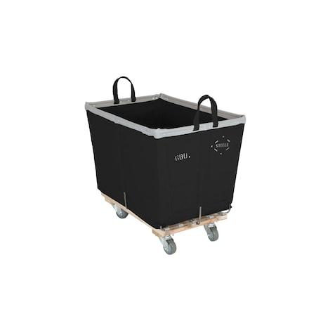 Steele Canvas Basket 6 BU Permanent Truck Black Vinyl w/Grey Vinyl - 4in Casters 2 Swivel 2 Rigid 936VBLKVGRYW4